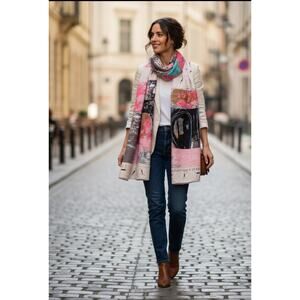 NWT Volt Design No375 HALO Sheer Art Design Inspired Printed Scarf Wrap 37”x 55”